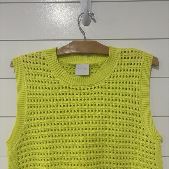Varley | Tank Sweater Open Knit Darin Longline Yellow Cotton Year Round- Medium - Picture 2 of 9